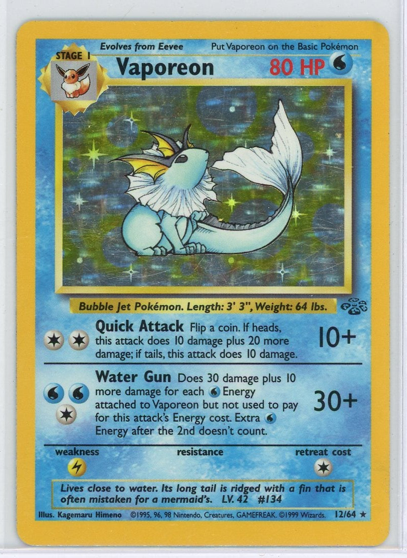 Vaporeon 1999 Pokemon Jungle holo #12/64 MP