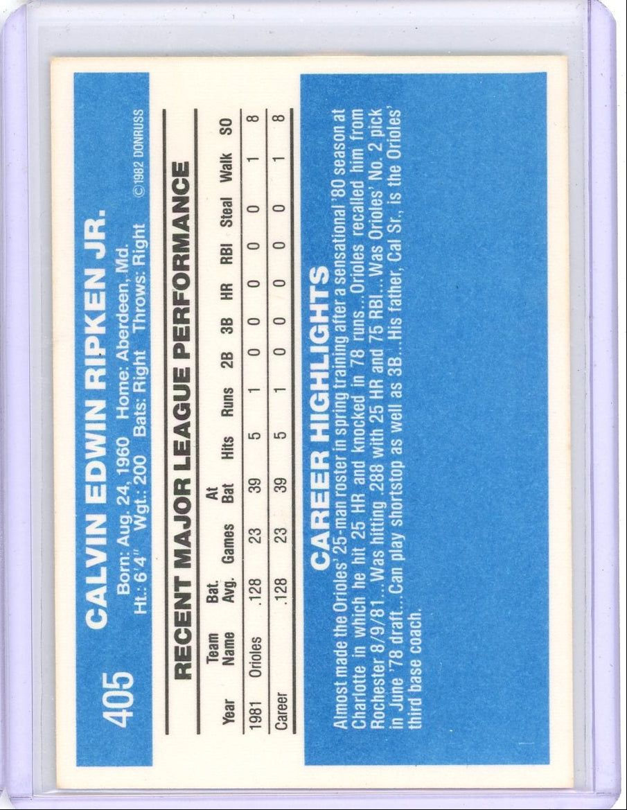 Cal Ripken Jr. 1982 Donruss RC #405