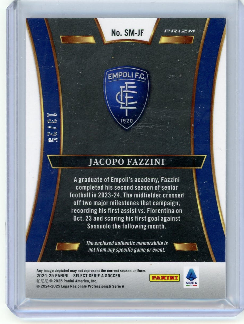 Jacopo Fazzini 2024-25 Panini Select FIFA jersey relic tie-dye prizm 