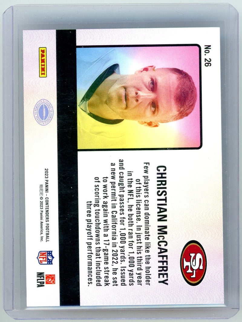 Christian McCaffrey 2023 Panini Contenders License to Dominate