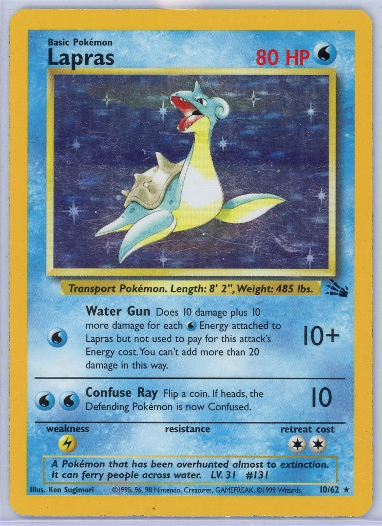Lapras 1999 Pokemon Fossil holo #10/62 MP/HP