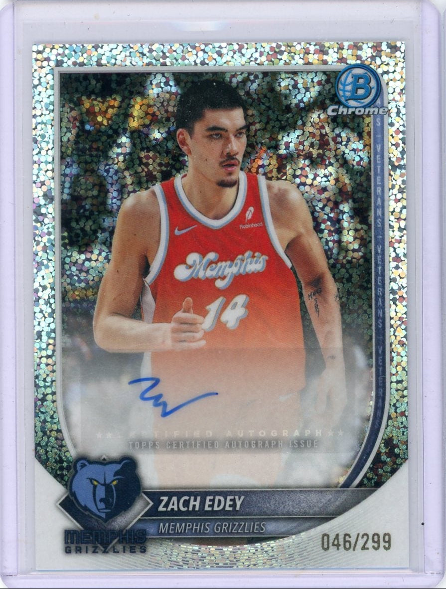 Zach Edey 2025-26 Bowman Chrome speckle ref. autograph #'d 046/299