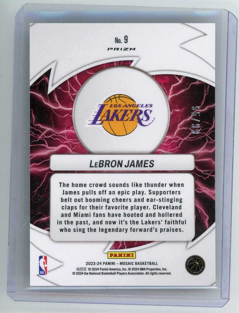 LeBron James 2023-24 Panini Mosaic Thunder Road Reactive Yellow Mosaic #'d 55/99