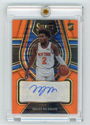 Miles McBride 2021-22 Panini Select Rookie Signatures Neon Orange Pulsar Prizm FOTL #'d 23/30