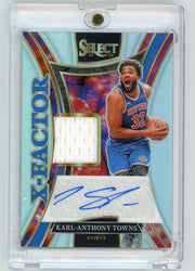 Karl-Anthony Towns 2024-25 Panini Select X-Fractor Memorabilia Signatures Auto #'d 023/125
