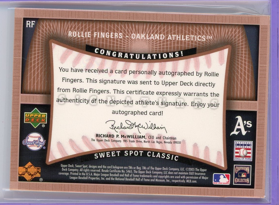 Rollie Fingers 2005 Upper Deck Sweet Spot Classic Signatures