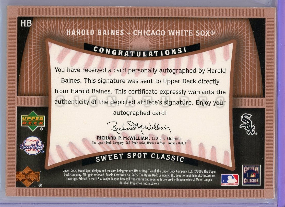 Harold Baines 2005 Upper Deck Sweet Spot Classic Signatures