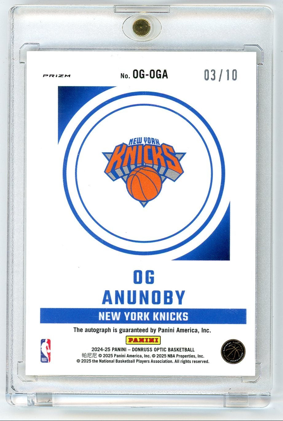 OG Anunoby 2024-25 Panini Donruss Optic Opti-Graphs Auto Gold #'d 03/10