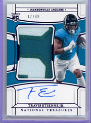 Travis Etienne Jr. 2021 Panini National Treasures Rookie Patch Autograph Purple RC #'d 47/49
