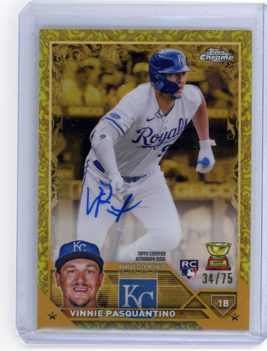 Vinne Pasquantino 2023 Topps Chrome Gilded autograph rookie card #'d 34/75