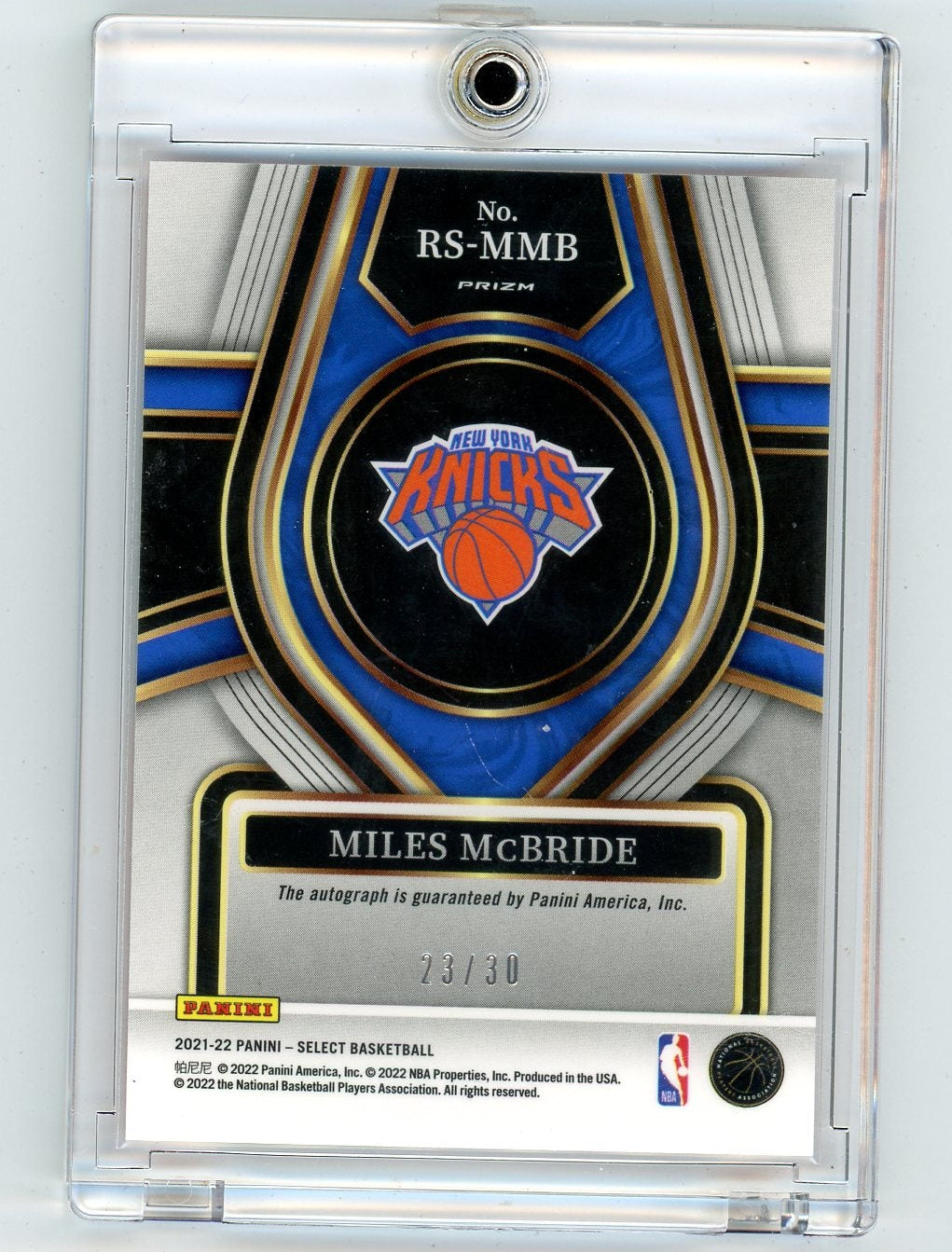 Miles McBride 2021-22 Panini Select Rookie Signatures Neon Orange Pulsar Prizm FOTL #'d 23/30