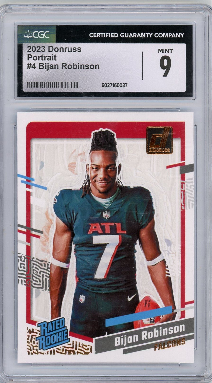 Bijan Robinson 2023 Panini Donruss Portait Rated Rookie CGC 9