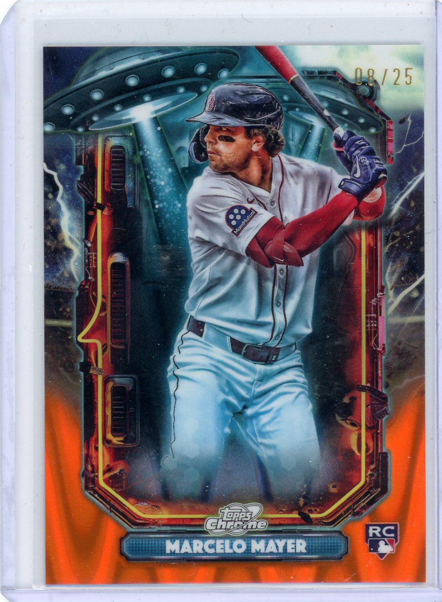 Marcelo Mayer 2025 Topps Chrome Cosmic Extraterrestrial Talent Orange Galactic Refractor RC #'d 08/25