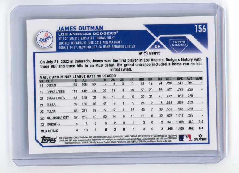 James Outman 2023 Topps Chrome Gilded rookie card 