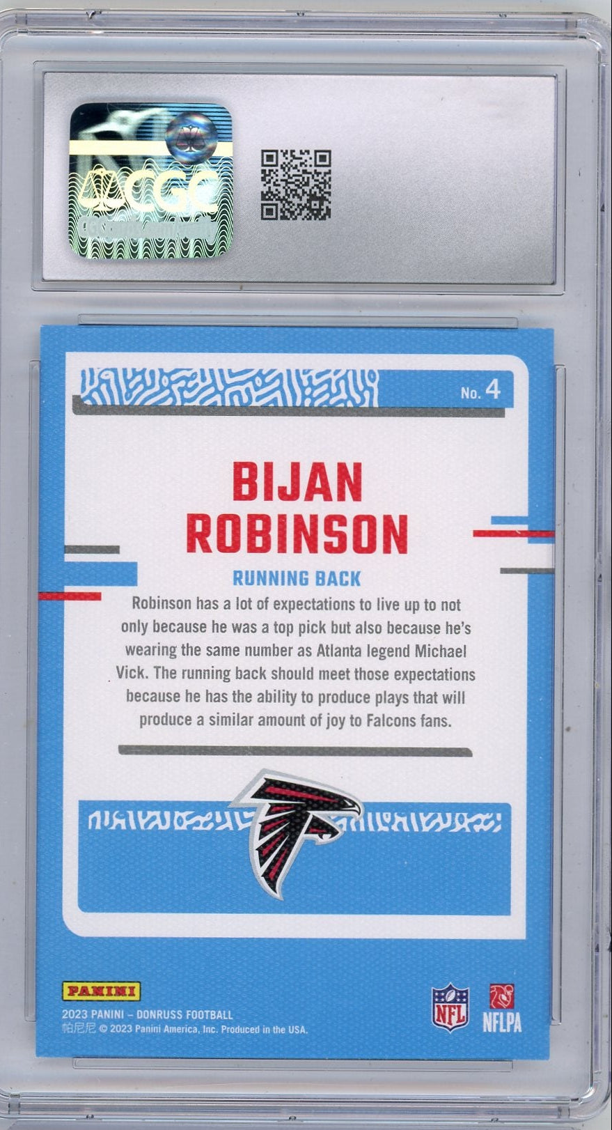 Bijan Robinson 2023 Panini Donruss Portait Rated Rookie CGC 9