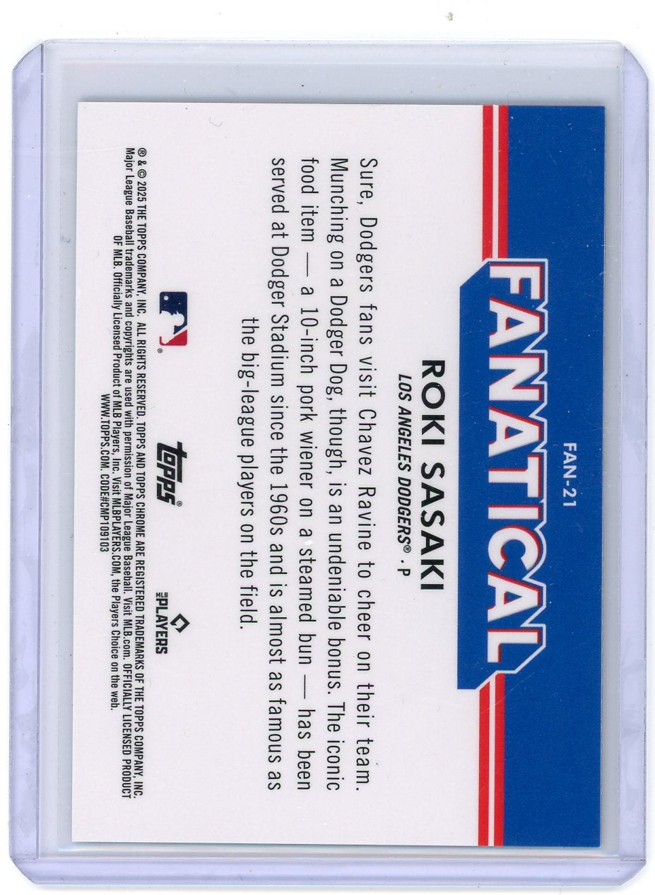 Roki Sasaki 2025 Topps Chrome Fanatical SSP RC
