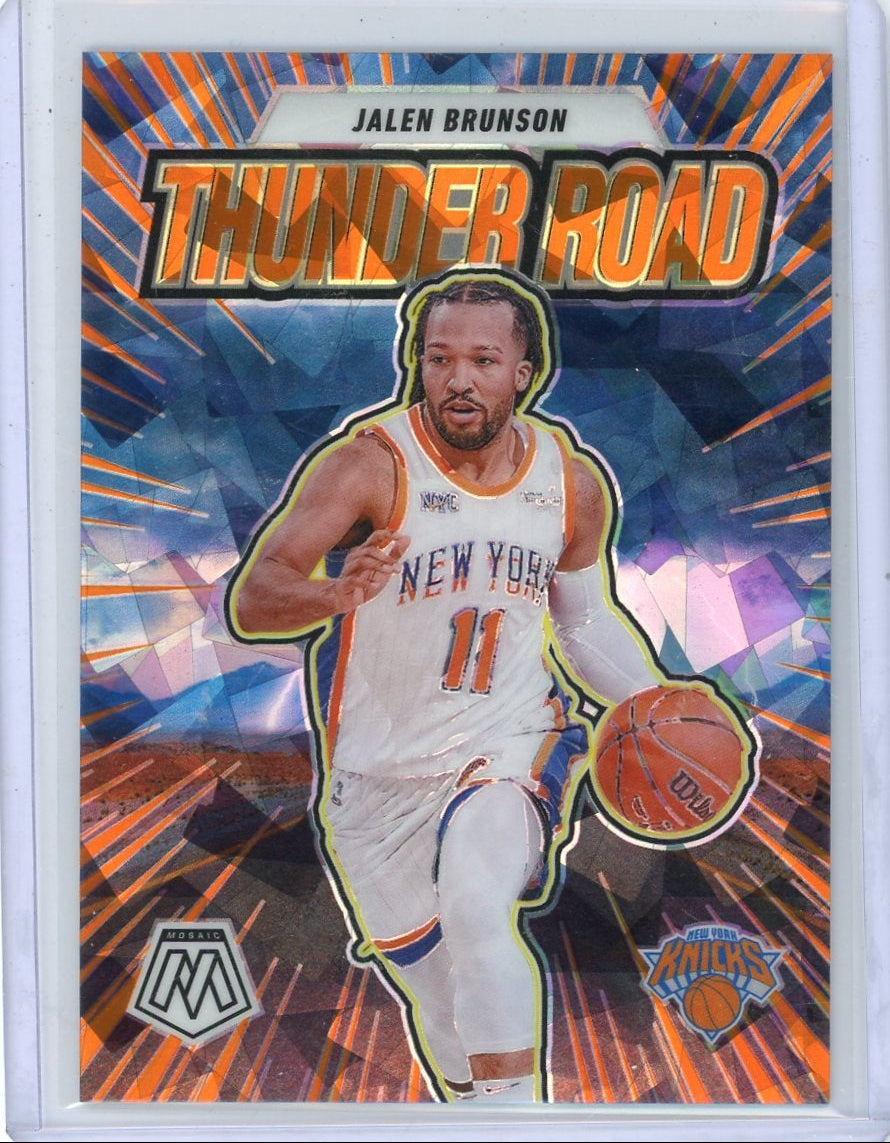 Jalen Brunson 2024-25 Panini Mosaic Thunder Road Orange Ice #'d 19/49