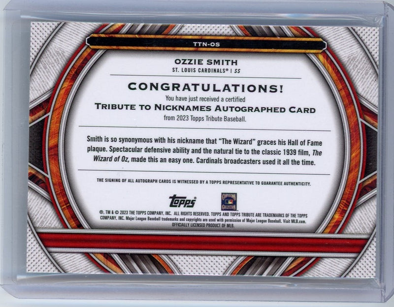 Ozzie Smith 2023 Topps Tribute "The Wizard" Nicknames Autograph 67/99