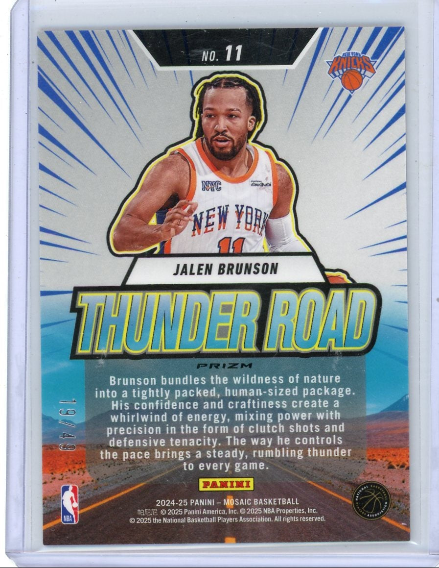 Jalen Brunson 2024-25 Panini Mosaic Thunder Road Orange Ice #'d 19/49