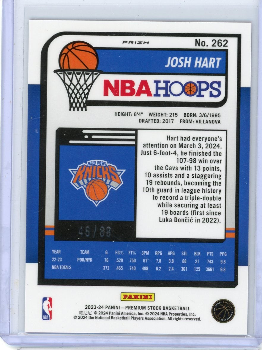 Josh Hart 2023-24 Panini NBA Hoops Premium Stock red #'d 46/88