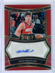 Reed Sheppard 2024-25 Panini Select Signatures Auto Red RC #'d 12/99