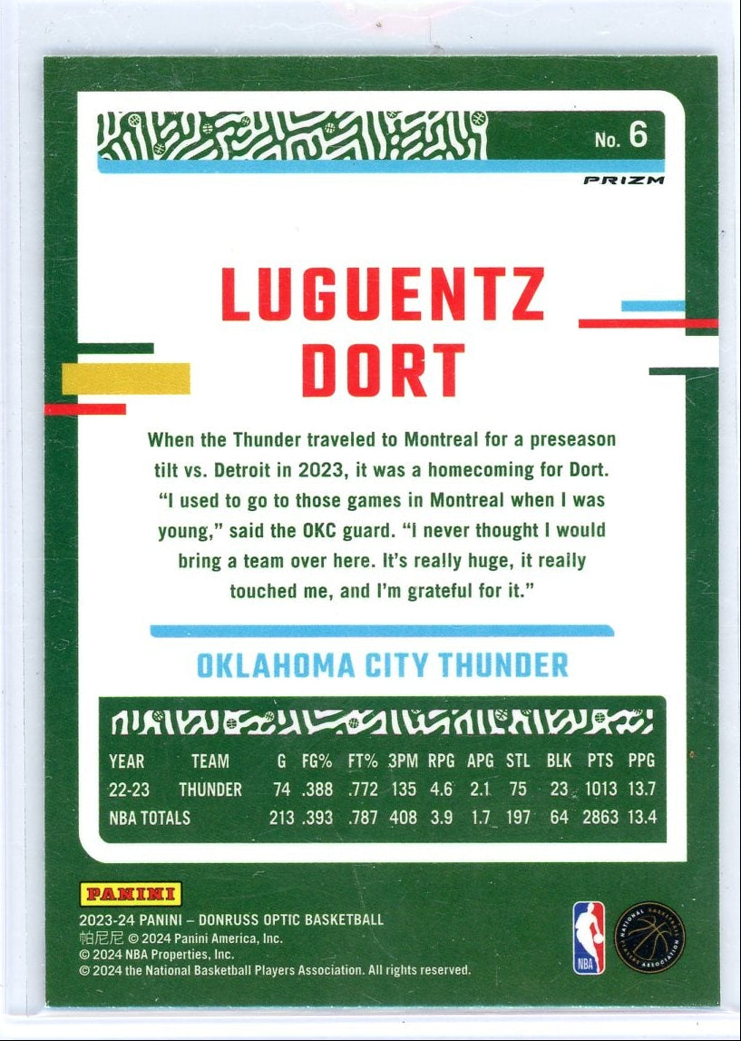 Luguentz Dort 2023-24 Panini Donruss Optic Jazz prizm SP