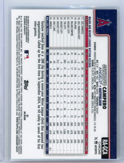 Gustavo Campero 2025 Topps Chrome autograph rookie card