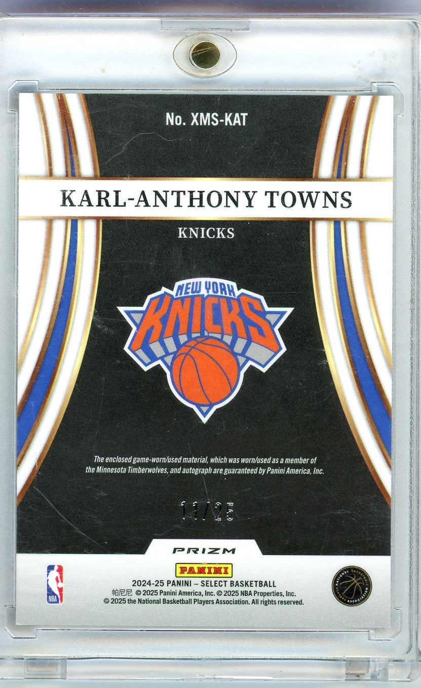 Karl-Anthony Towns 2024-25 Panini Select X-Factor autograph relic tie-dye prizm #'d 11/25
