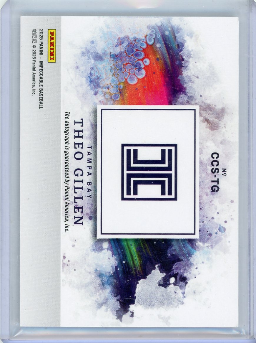 Theo Gillen 2025 Panini Impeccable Canvas Creations Signatures Auto Holo Silver #'d 24/25 (Jersey Match)