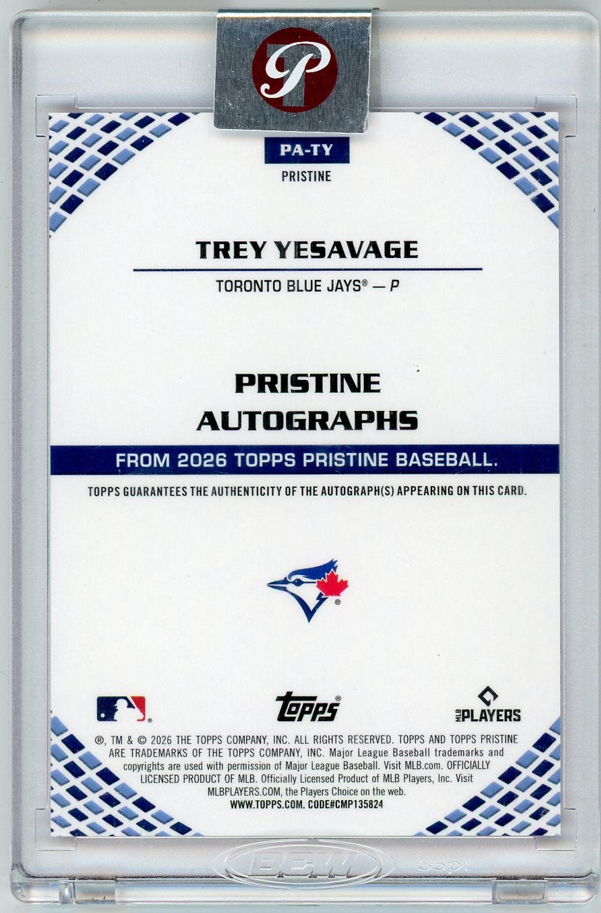 Trey Yesavage 2026 Topps Pristine Autograph #'d 1/15 #PA-TY