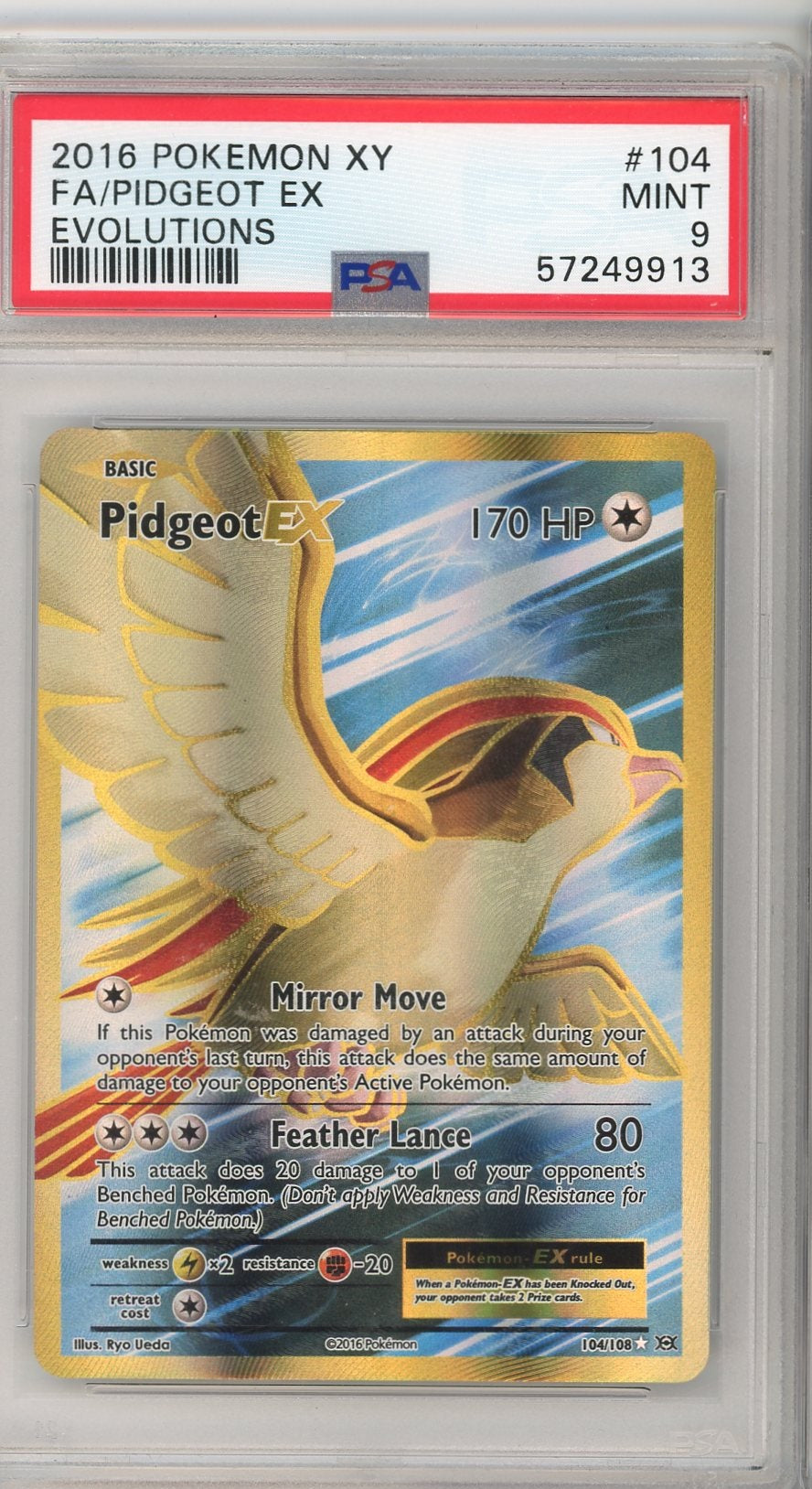 Pidgeot ex 2016 Pokemon XY Evolutions #104/108 PSA 9