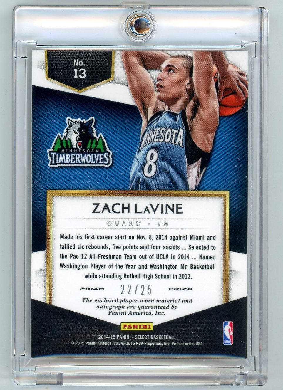 Zach Lavine 2014-15 Panini Select Rookies Jersey Auto Tie-Dye Prizm #'d 22/25