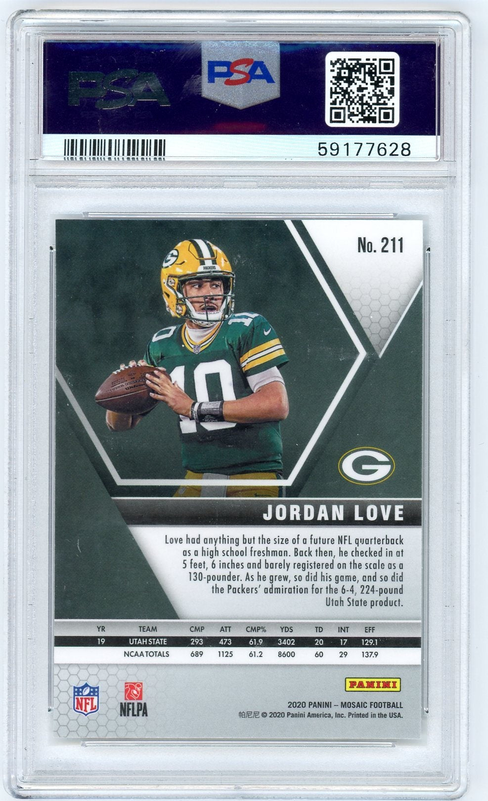 Jordan Love 2020 Panini Mosaic #211 PSA 10