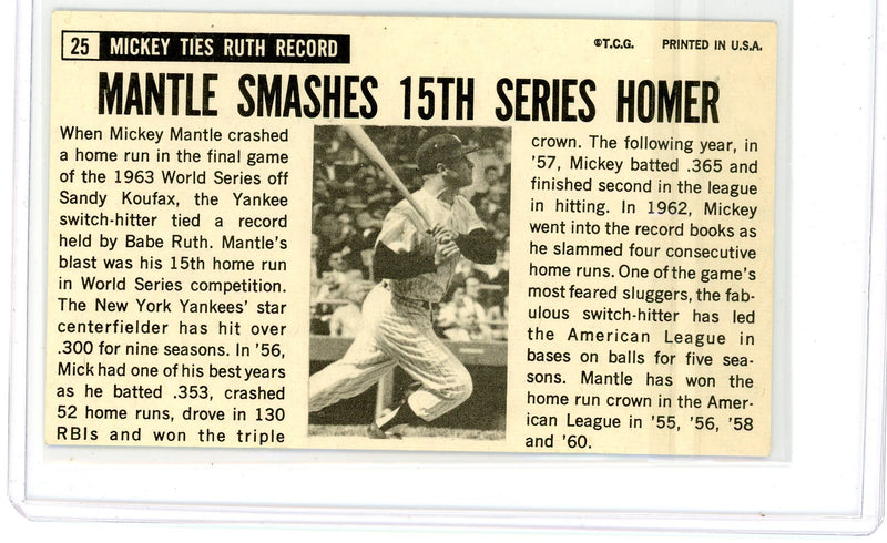 Mickey Mantle 1964 Topps Giants 