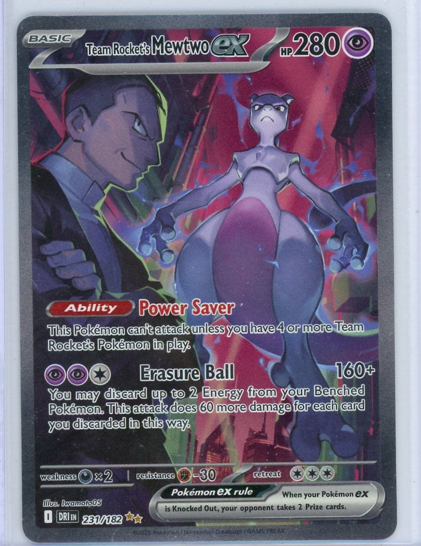 Team Rocket's Mewtwo ex Pokémon Destined Rivals Full Art #213/182