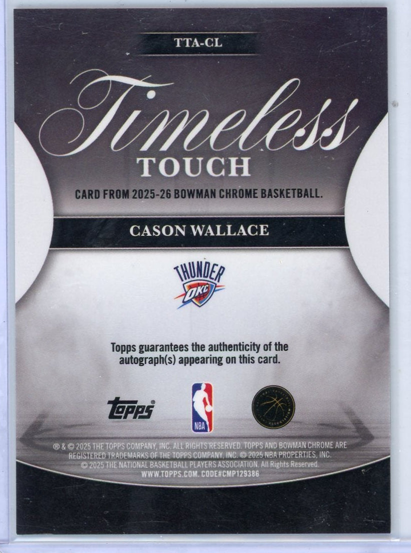 Cason Wallace 2025-26 Bowman Basketball Timeless Touch Autograph