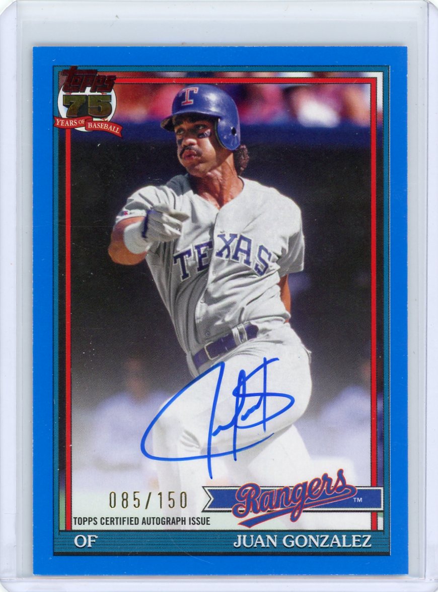 Juan Gonzalez 2026 Topps Series One 1991 Topps Baseball Autograph Blue #'d 085/150