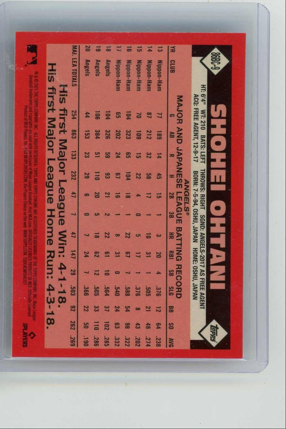 Shohei Ohtani 2021 Topps Chrome 35th Anniversary