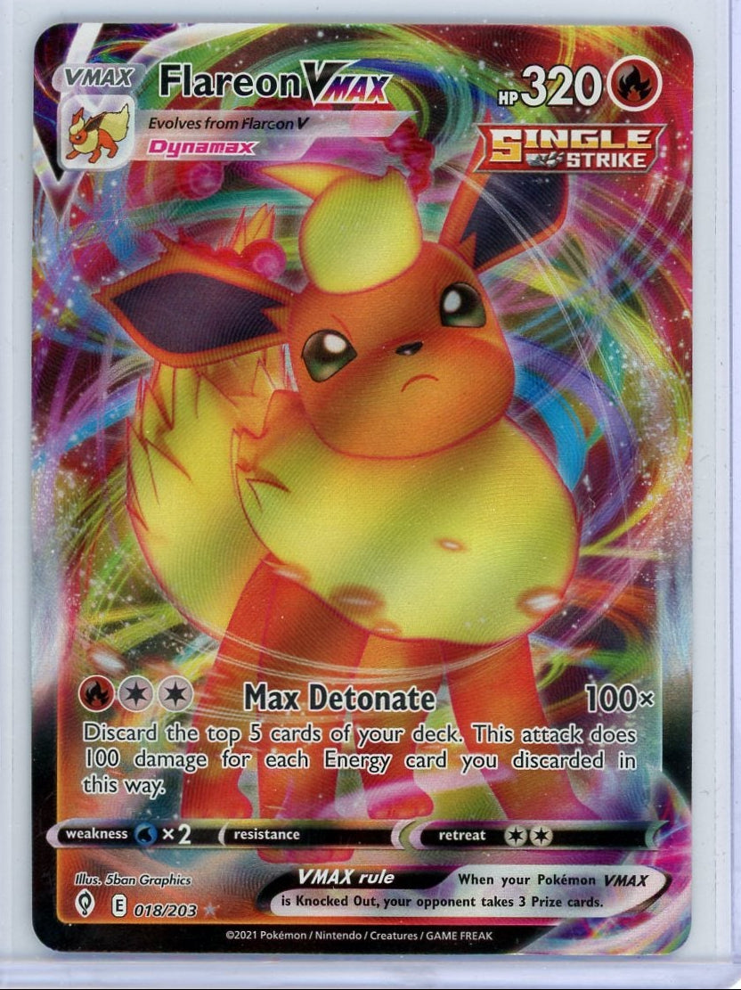 Flareon Vmax Pokémon Evolving Skies Ultra-Rare #018/203