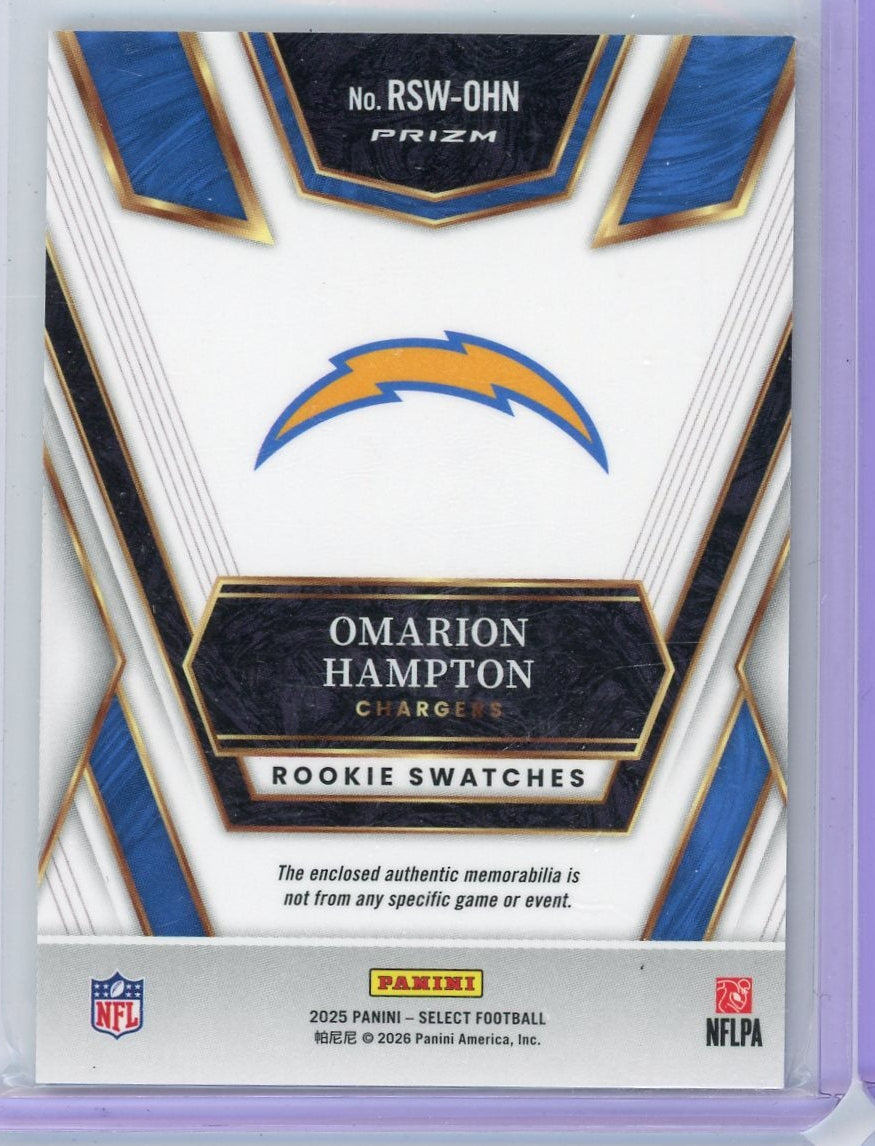 Omarion Hampton 2025 Panini Select Rookie Patch Blue