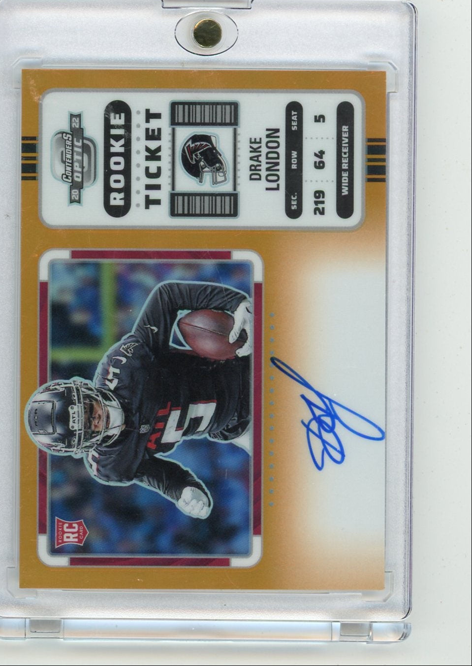 Drake London 2022 Panini Contenders Optic Rookie Ticket Auto Orange RC #'d 04/20