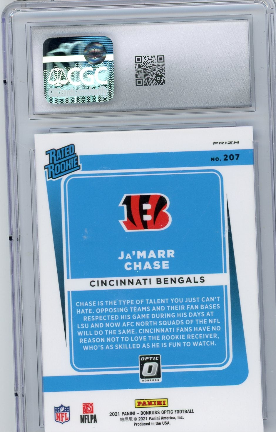 Ja'Marr Chase 2021 Panini Donruss Optic Blue Scope rookie card CGC 9.5