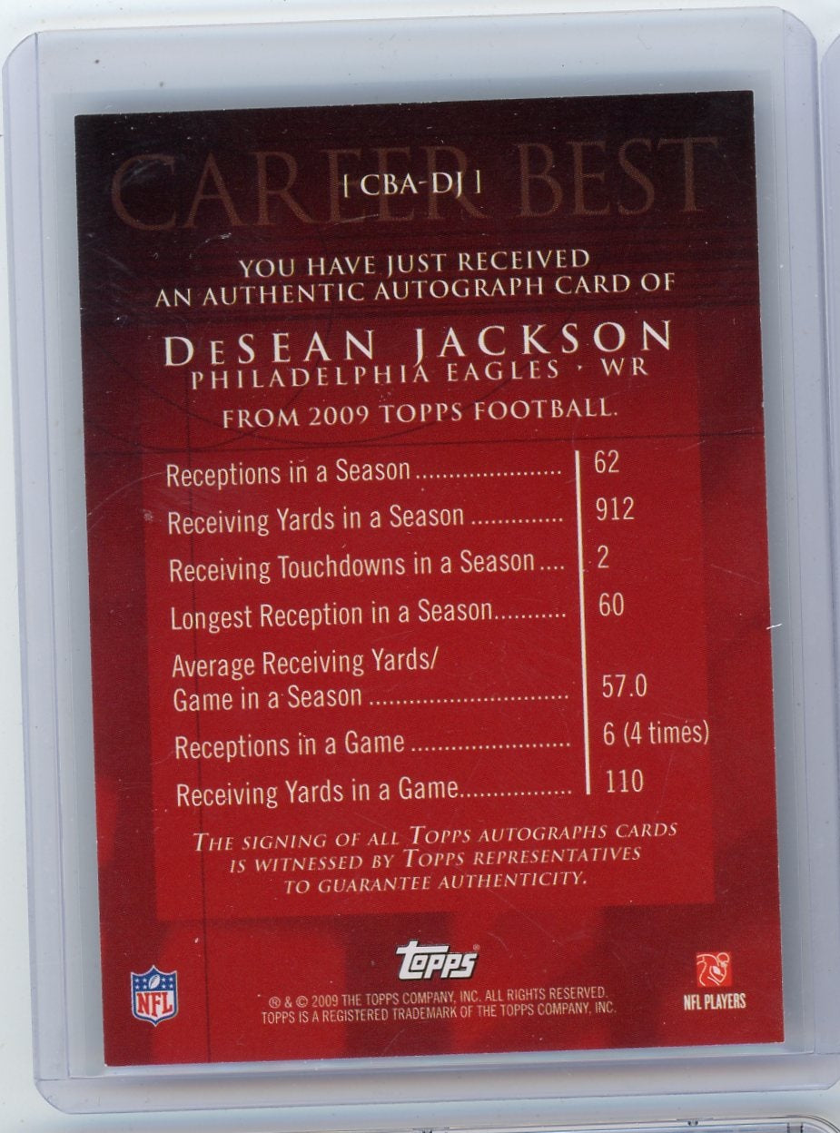 DeSean Jackson 2009 Topps Career Best Auto