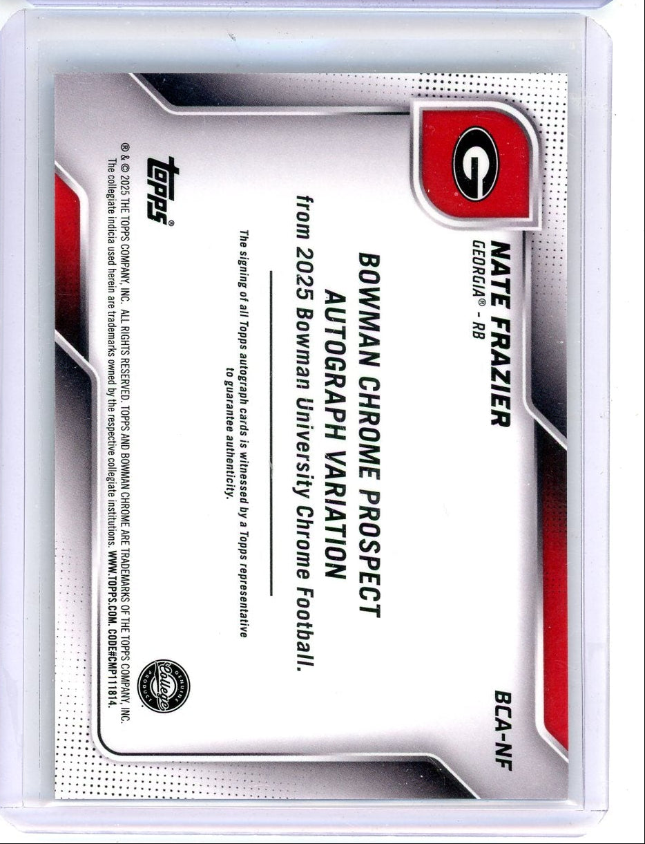 Nate Frazier 2025 1st Bowman Chrome autograph Blue ref. #'d 125/150