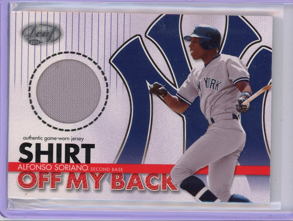 Alfonso Soriano 2003 Donruss Leaf Shirt Off My Back jersey relic #'d 498/500