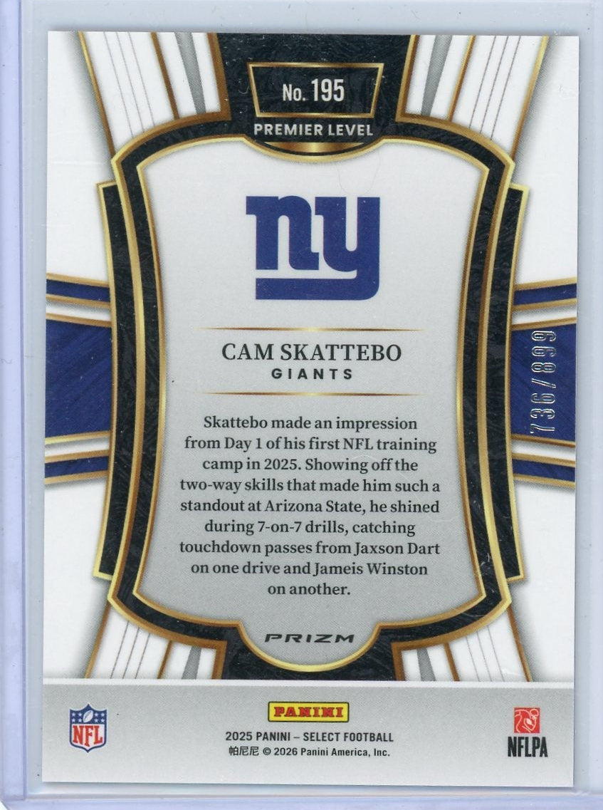 Cam Skattebo 2025 Panini Select Bronze Flash Rookie #'d 736/899