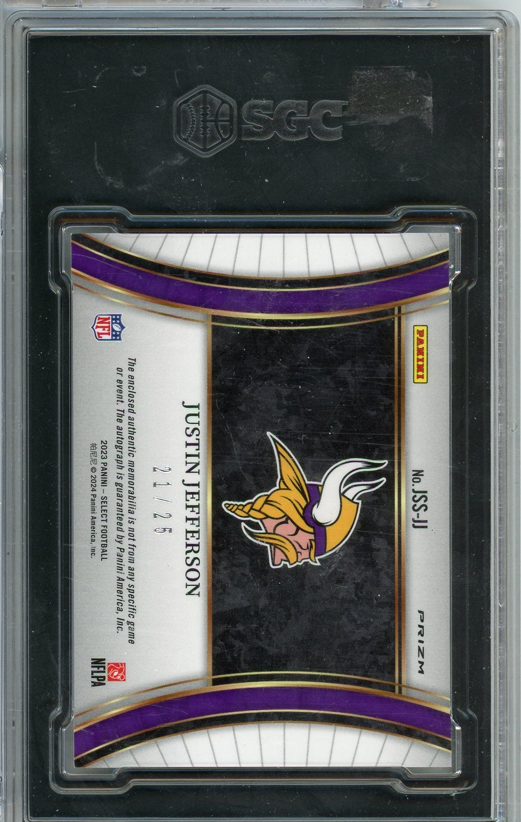 Justin Jefferson 2023 Select Jumbo Signature Swatches Tie-Dye Prizm #'d 21/25 SGC 8.5/10