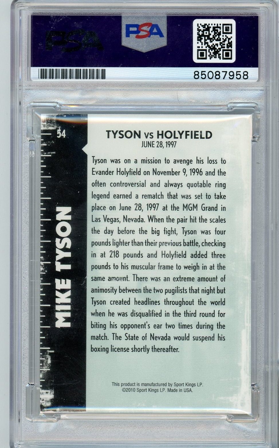 Mike Tyson 2010 Ringside Boxing Round One #54 IP Auto PSA Authentic