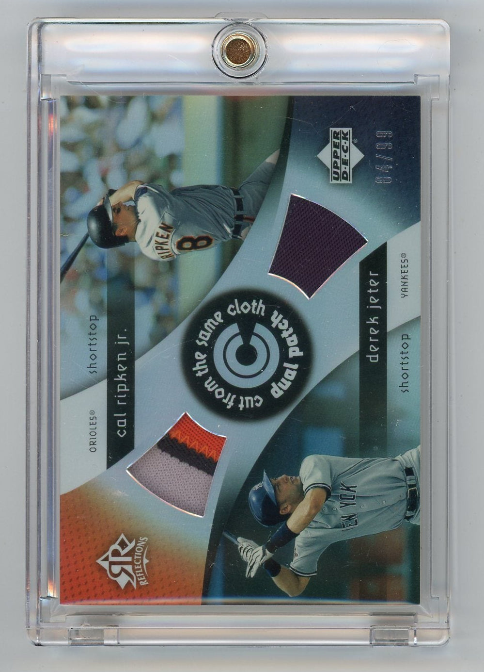 Cal Ripken Jr./Derek Jeter 2005 Upper Deck Reflections Cut from the Same Cloth Dual Patch #'d 84/99