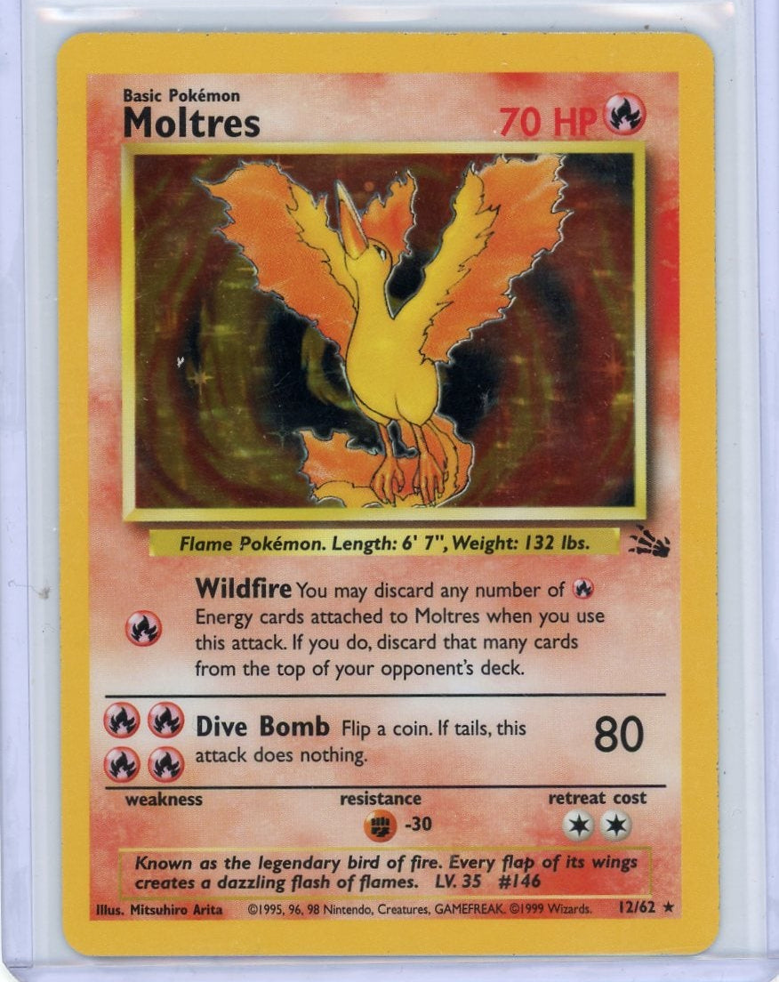 Moltres Pokémon Fossil Unlimited Holo Rare #12/62
